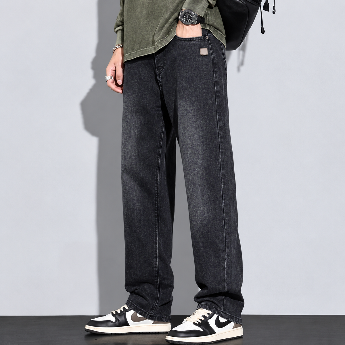Jean baggy homme coupe ample, poches pratiques