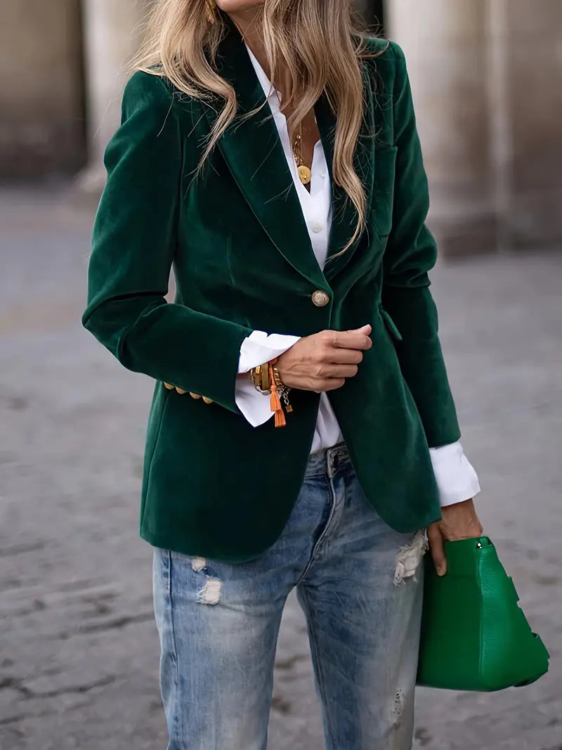 Ines Paris | Blazer velours femme cintré à boutons dorés