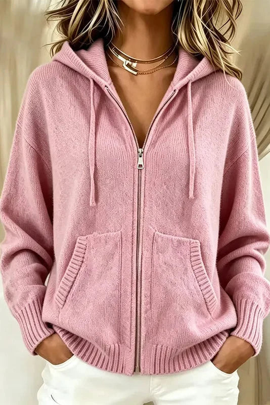 Ines Paris | Gilet femme zippé à capuche en maille