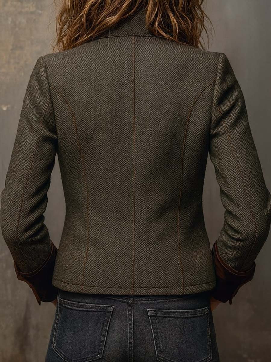 Ines Paris | Blazer femme vintage chevrons à liserés contrastants