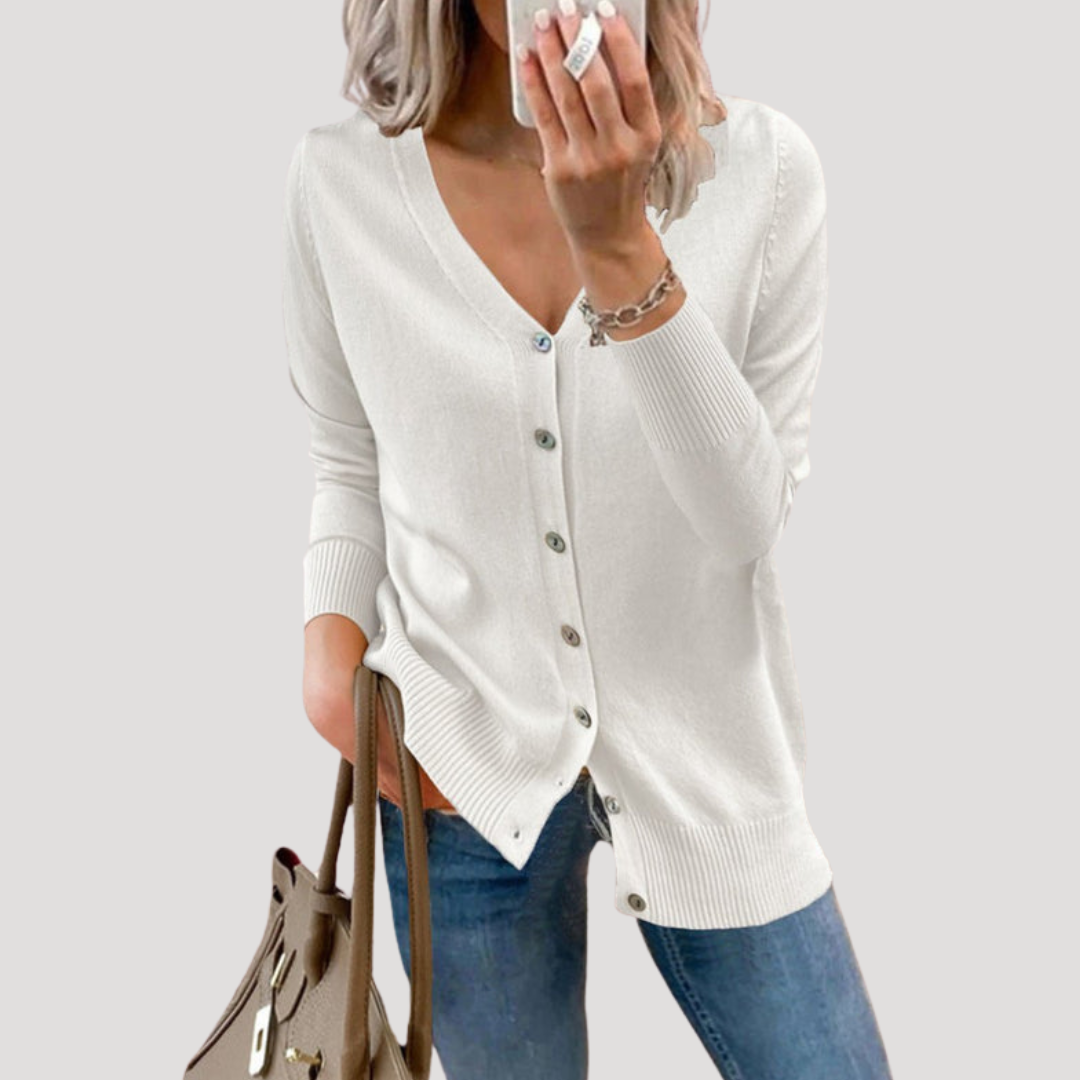 Ines Paris | Cardigan Femme Col V Boutonné en Maille