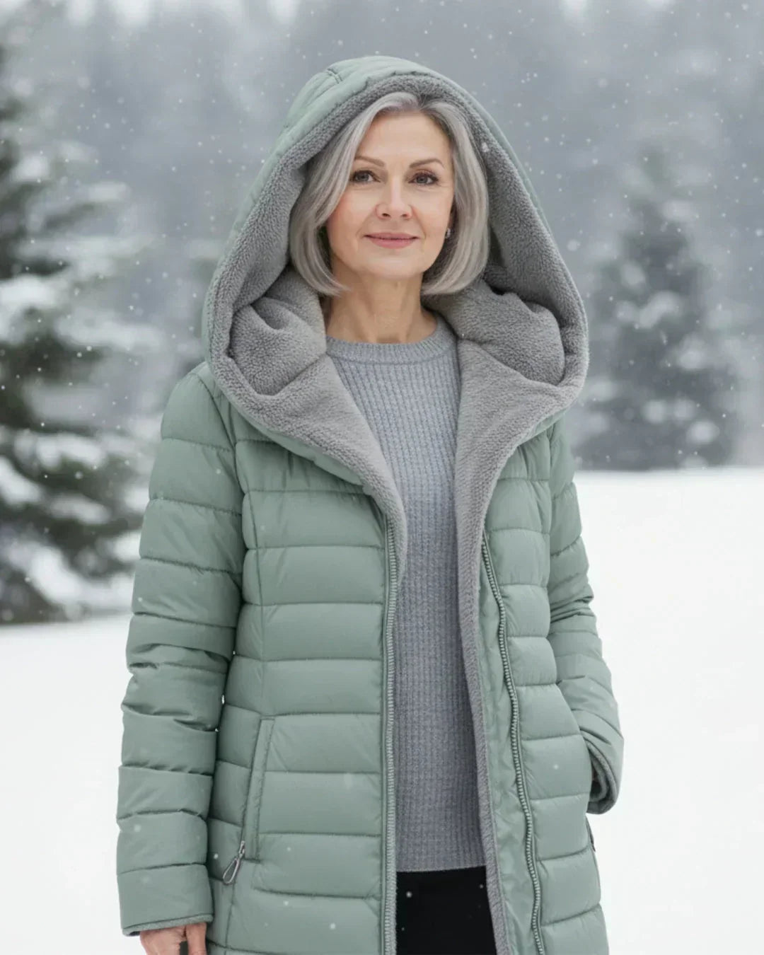 Manteau d'hiver femme doublé polaire capuche amovible