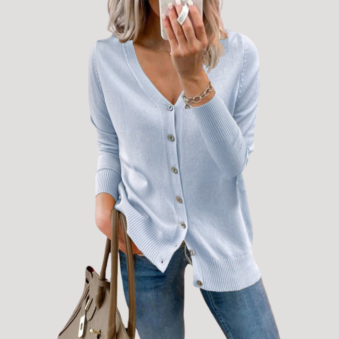 Ines Paris | Cardigan Femme Col V Boutonné en Maille