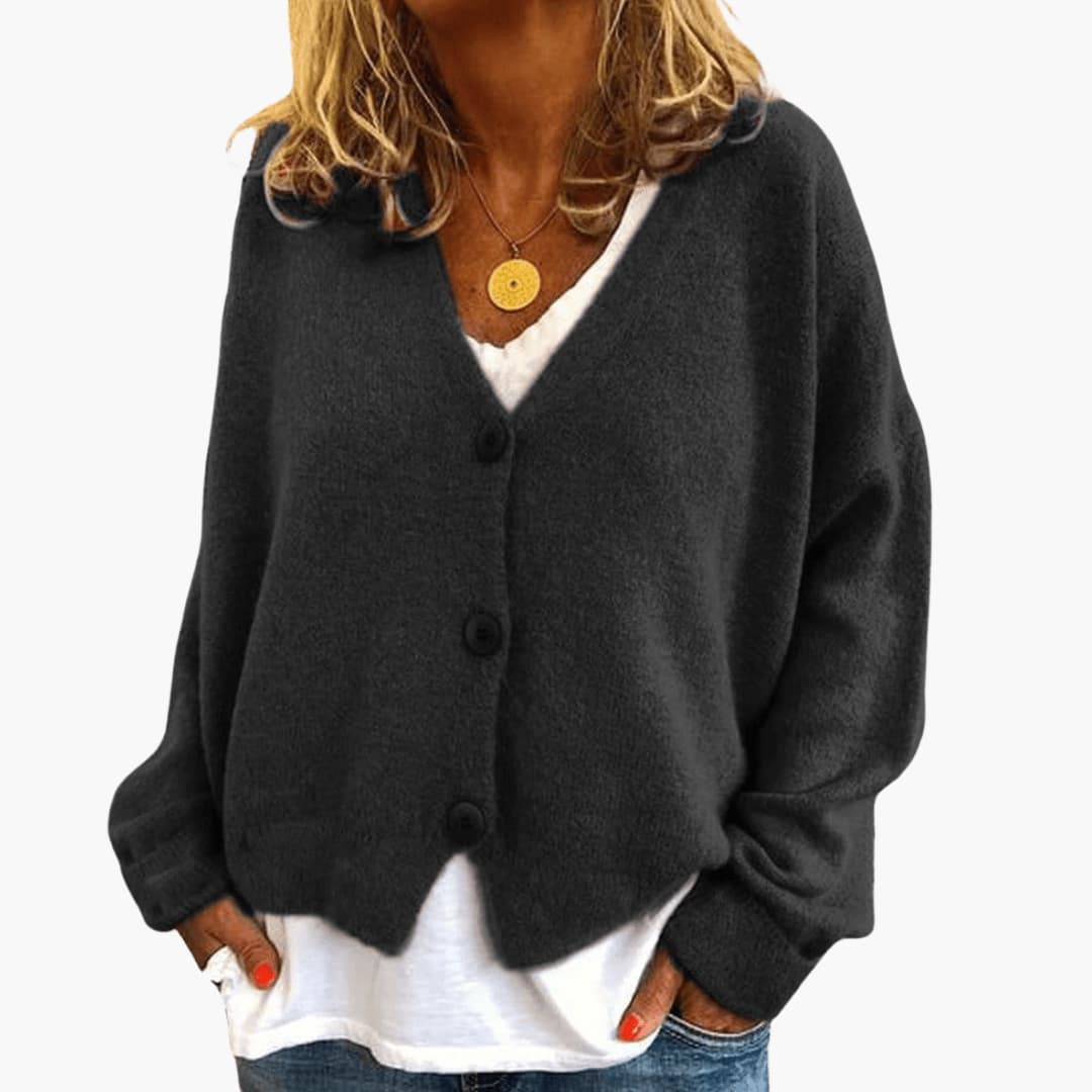 Ines Paris | Cardigan femme col V en maille douce boutonné