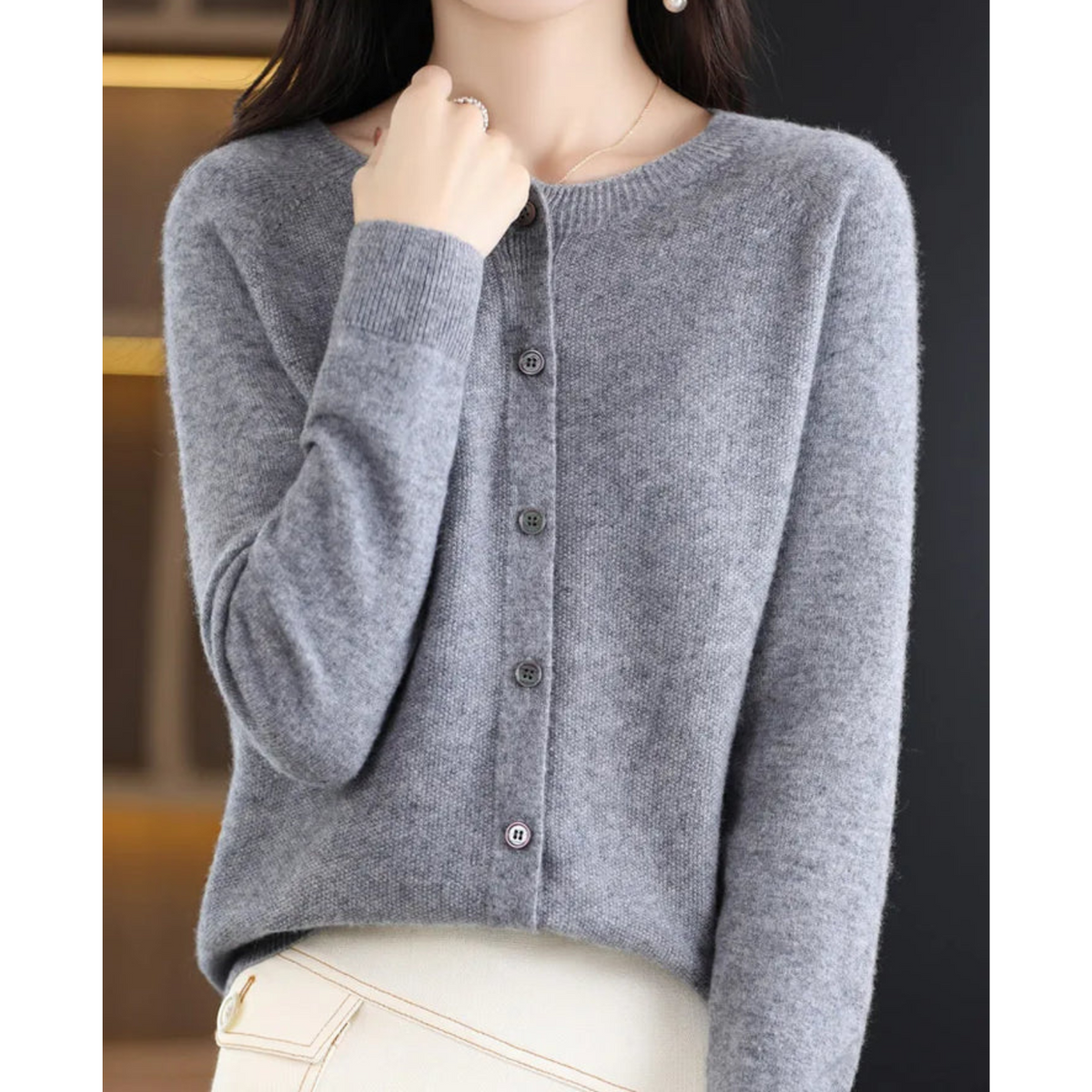 Ines Paris | Gilet en Maille Femme Col Rond Boutonné Hiver
