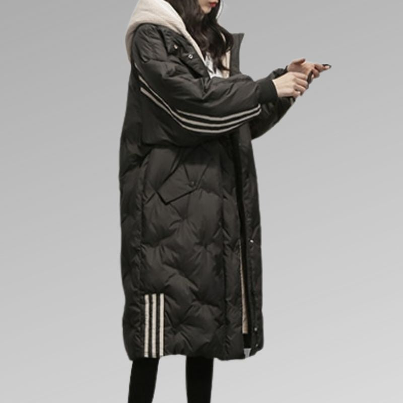 Doudoune longue femme coupe ample, grande capuche chaude