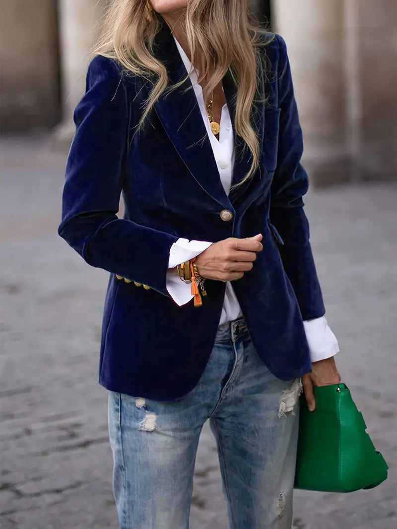 Ines Paris | Blazer velours femme cintré à boutons dorés
