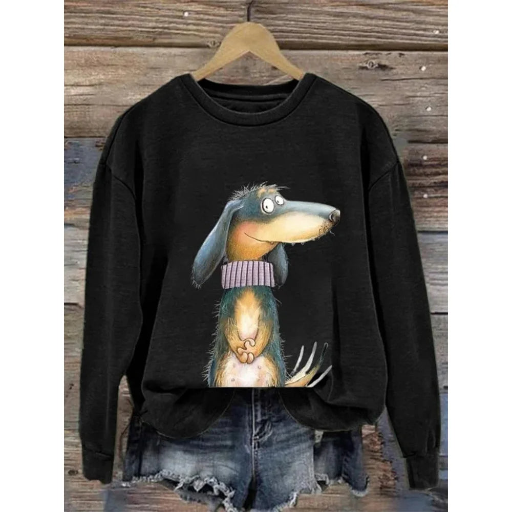 Ines Paris | Sweat Femme Motif Chien Col Rond Coupe Ample