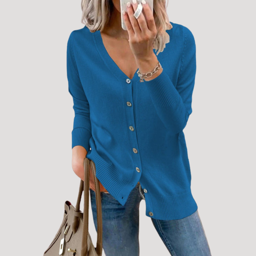 Ines Paris | Cardigan Femme Col V Boutonné en Maille