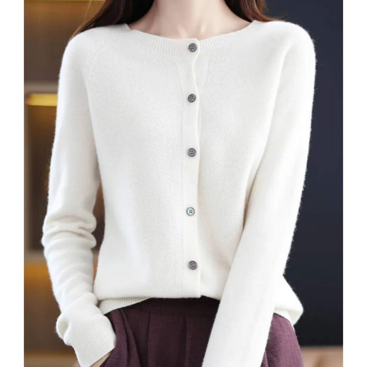 Ines Paris | Gilet en Maille Femme Col Rond Boutonné Hiver