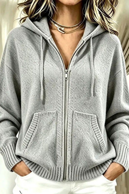 Ines Paris | Gilet femme zippé à capuche en maille
