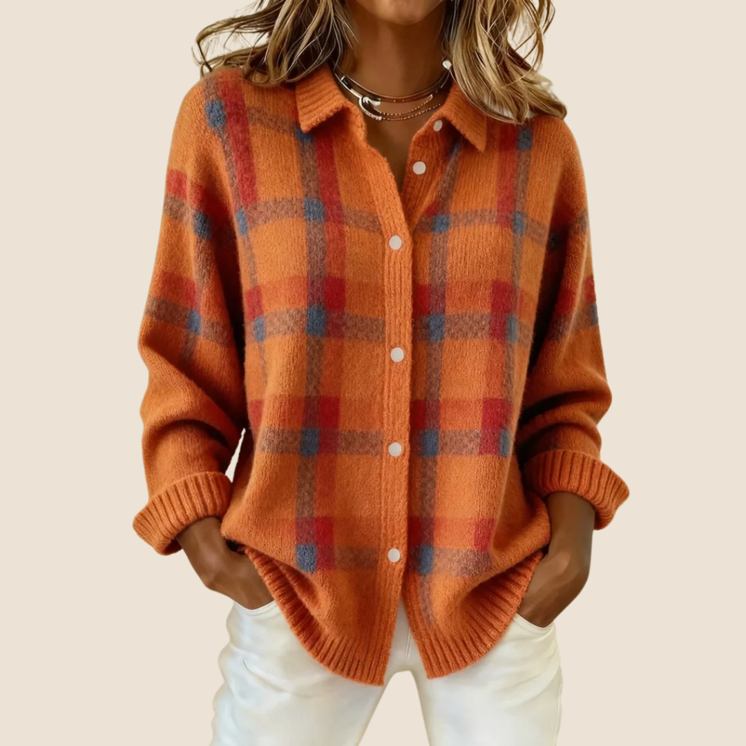 Ines Paris | Pull femme à carreaux avec col
