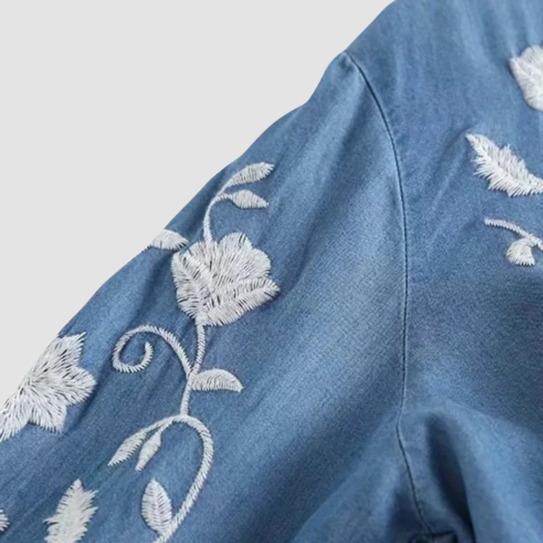 Ines Paris | Gilet femme en maille à broderie florale