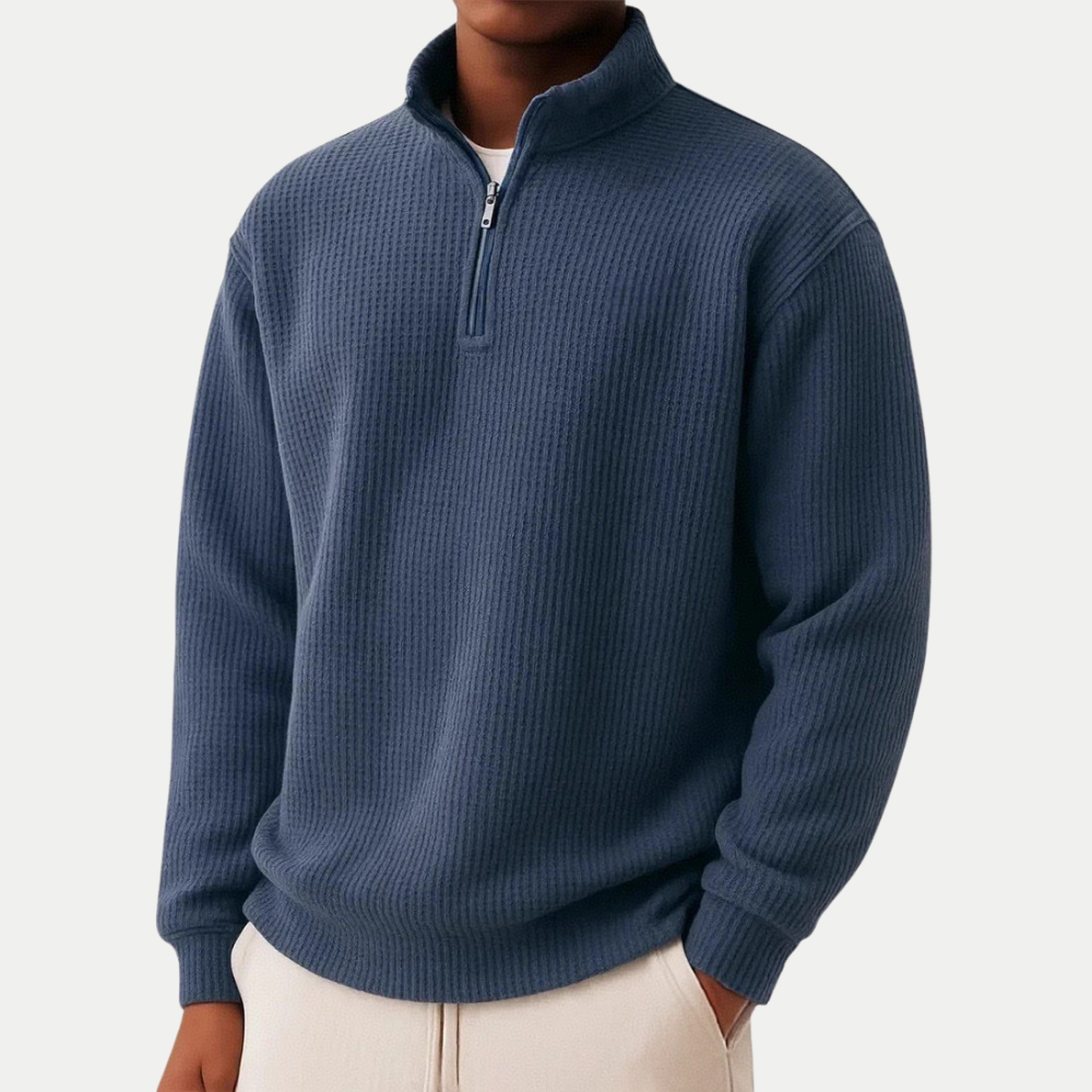Pull col camionneur homme zippé, coupe décontractée