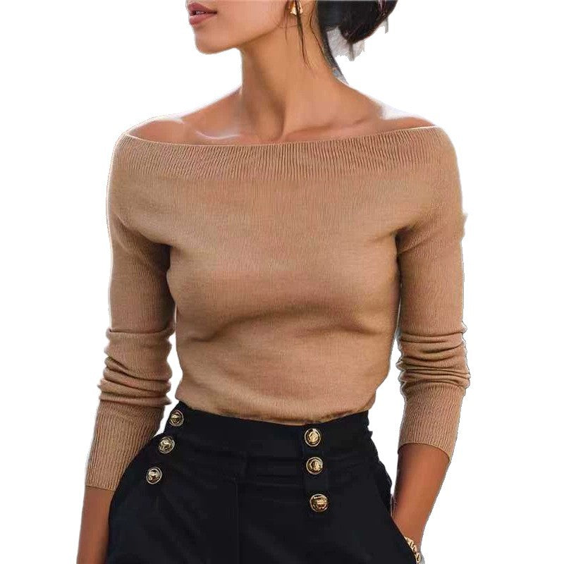 Ines Paris | Pull Femme Épaules Dénudées – Maille Extensible Camel