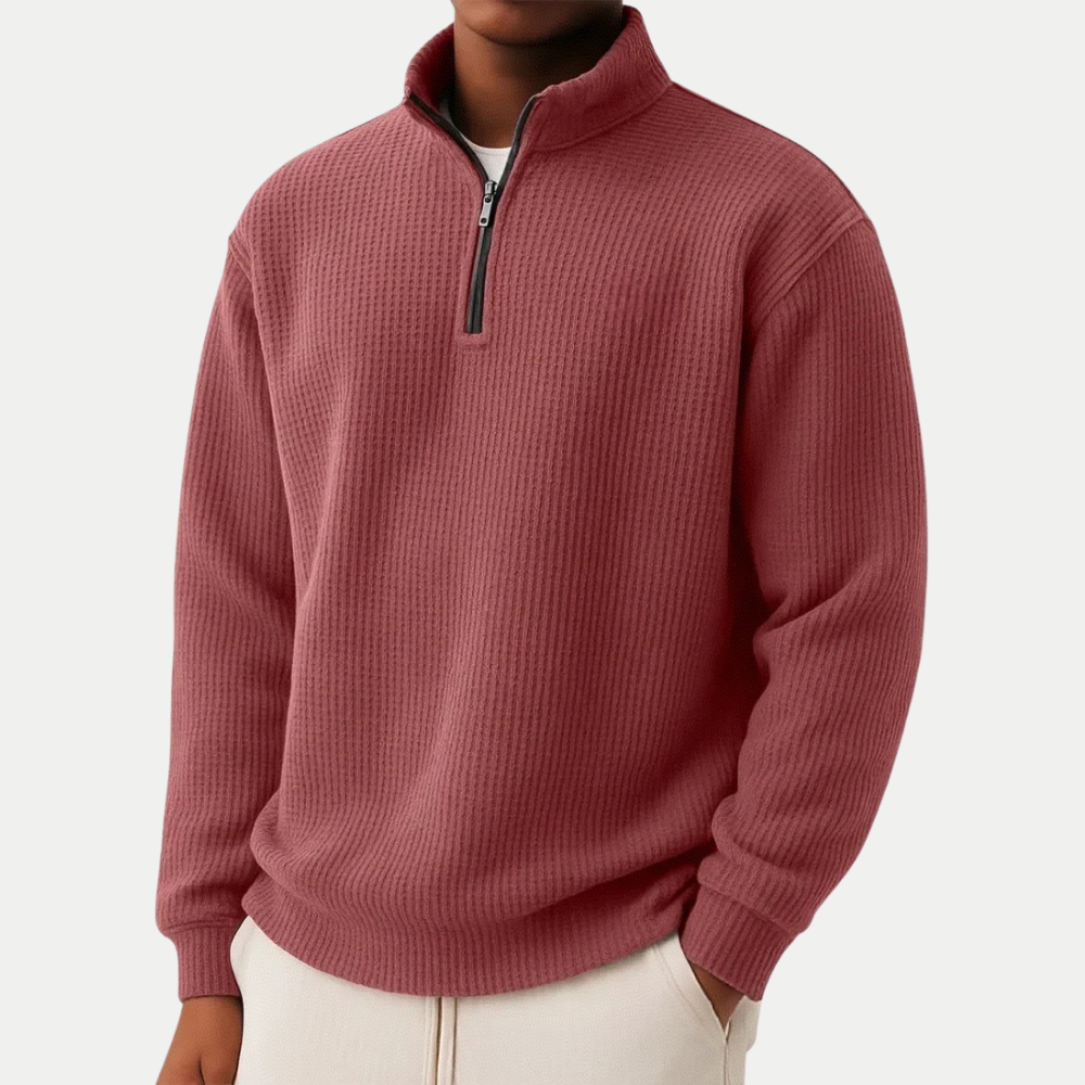 Pull col camionneur homme zippé, coupe décontractée