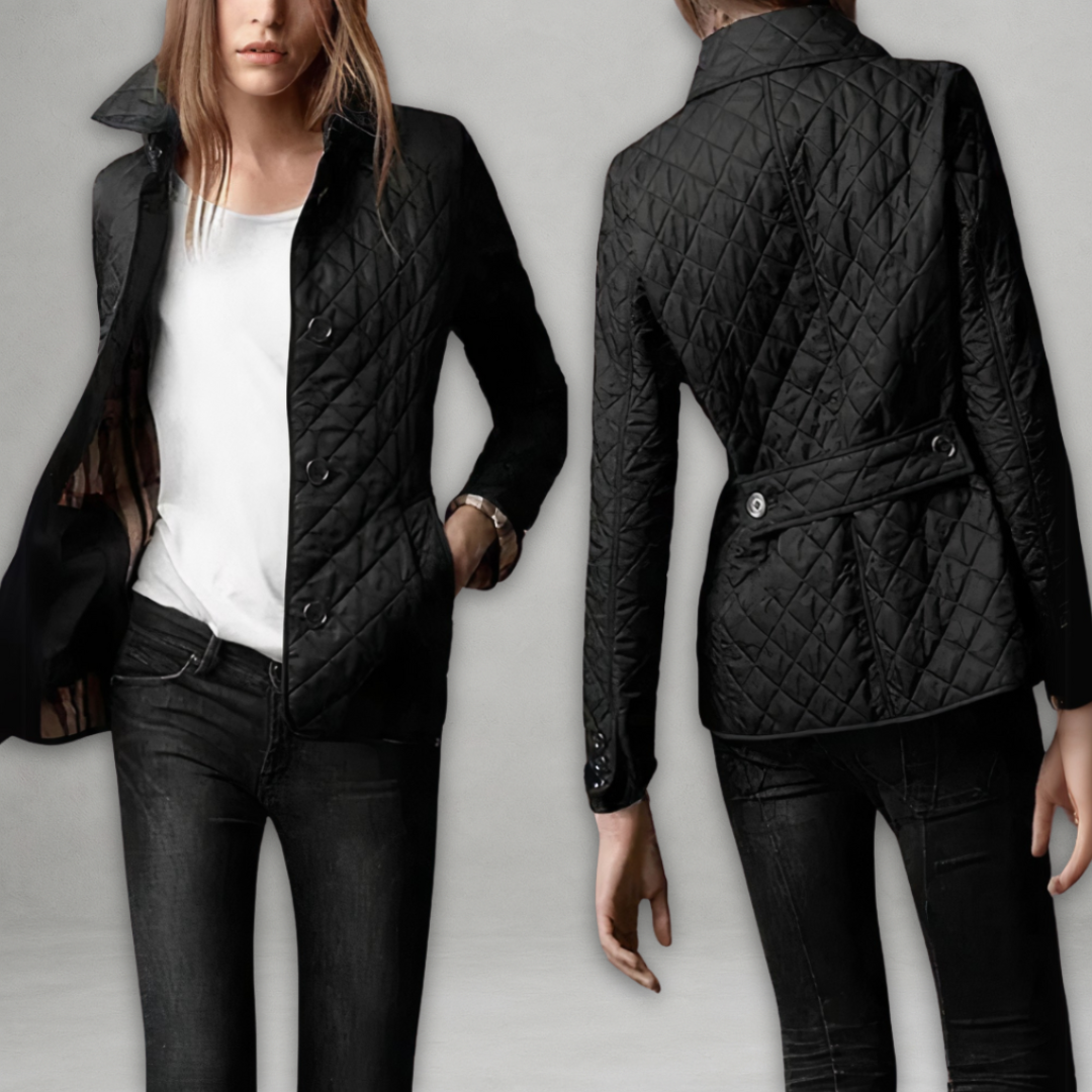 Ines Paris | Veste matelassée femme cintrée, col montant et doublure à carreaux
