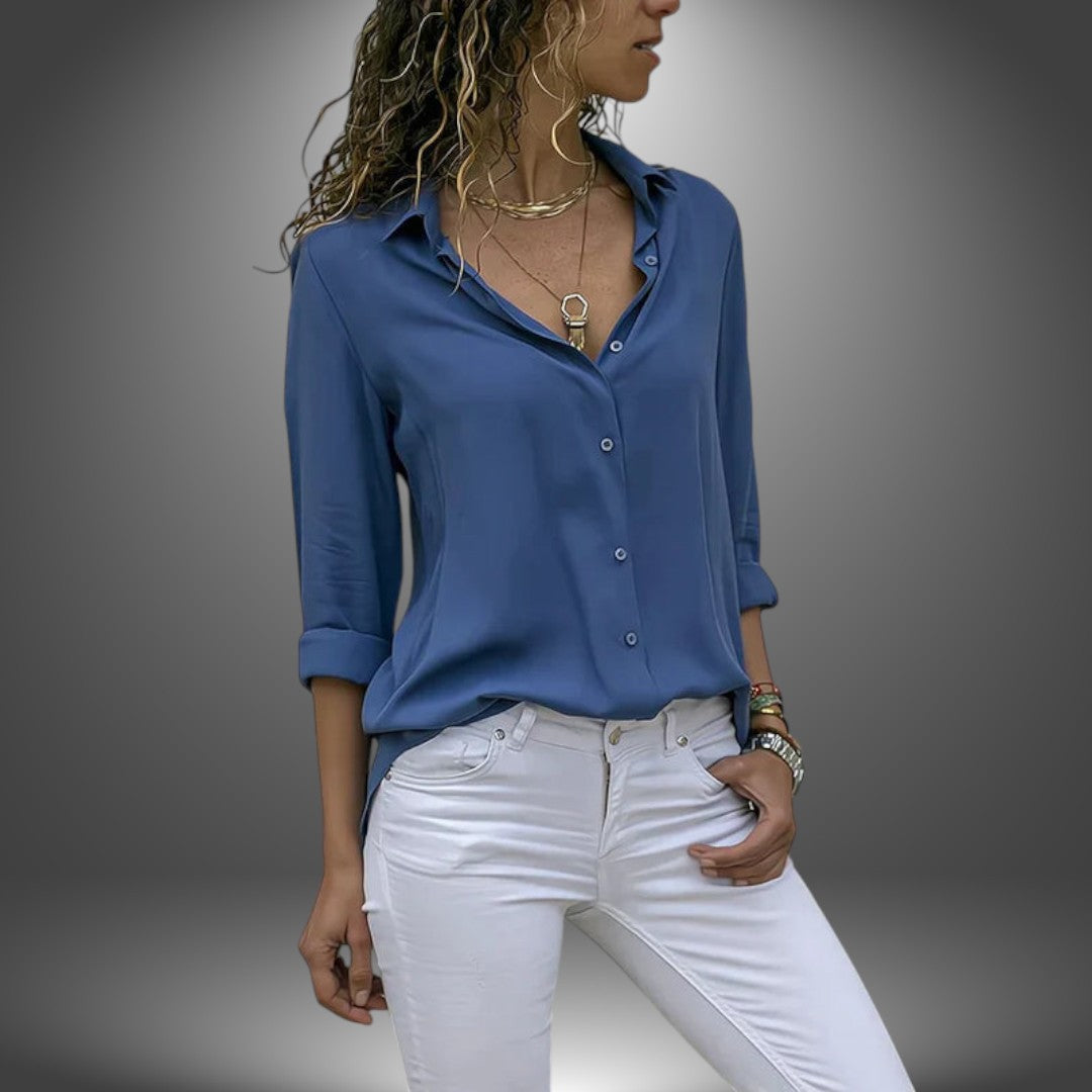 Ines Paris | Blouse femme boutonnée col ouvert, coupe fluide