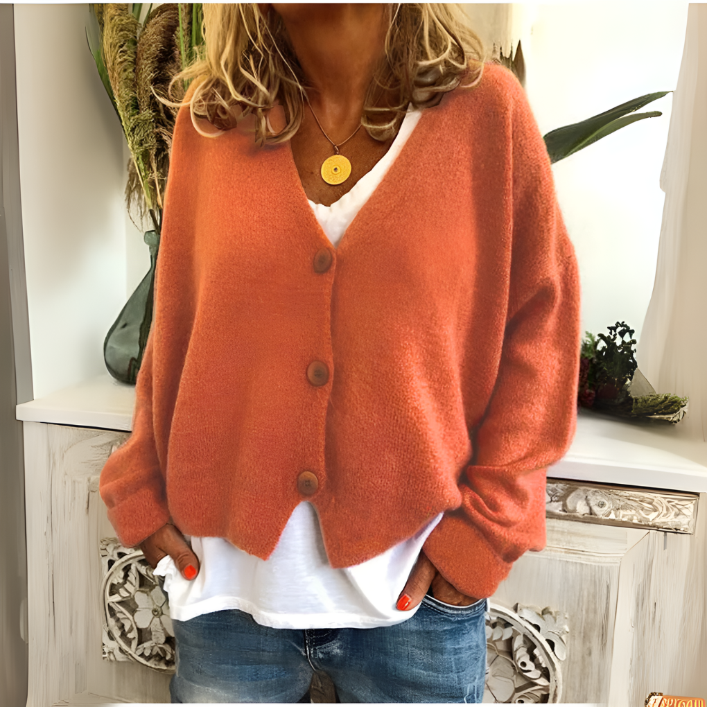 Ines Paris | Gilet femme col V boutonné coupe décontractée
