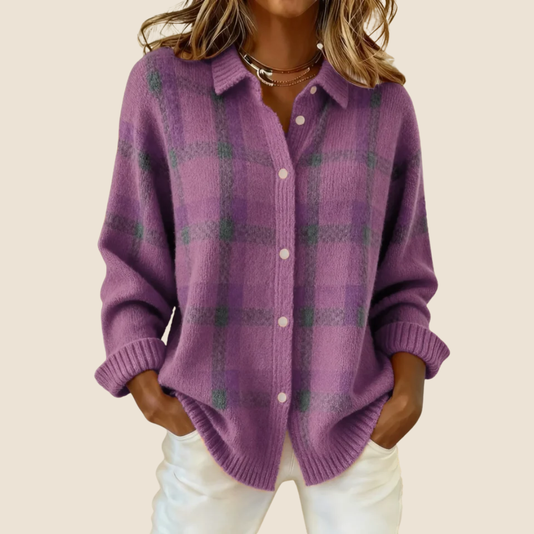 Ines Paris | Pull femme à carreaux avec col
