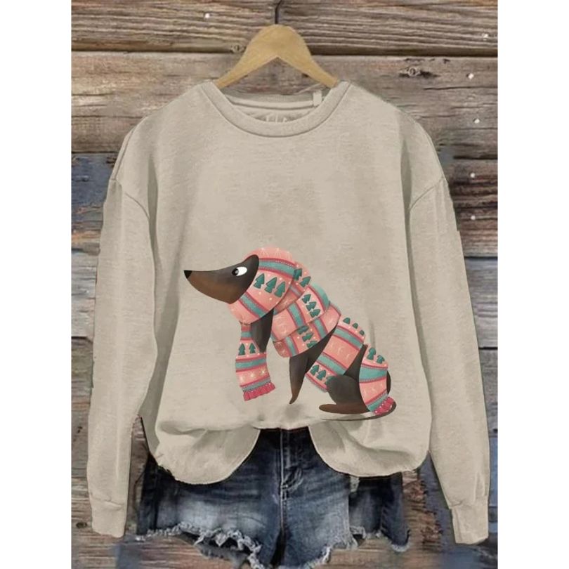 Ines Paris | Sweat Femme Motif Chien Col Rond Coupe Ample