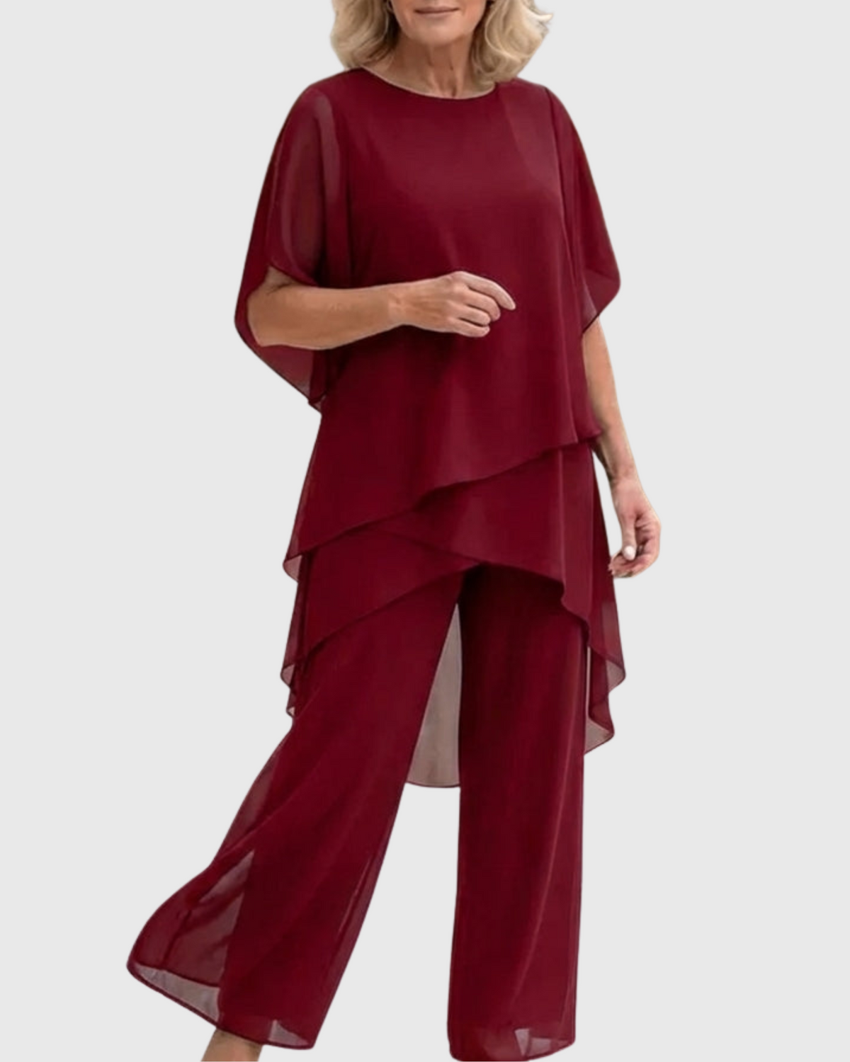 Ensemble femme blouse mousseline et pantalon large
