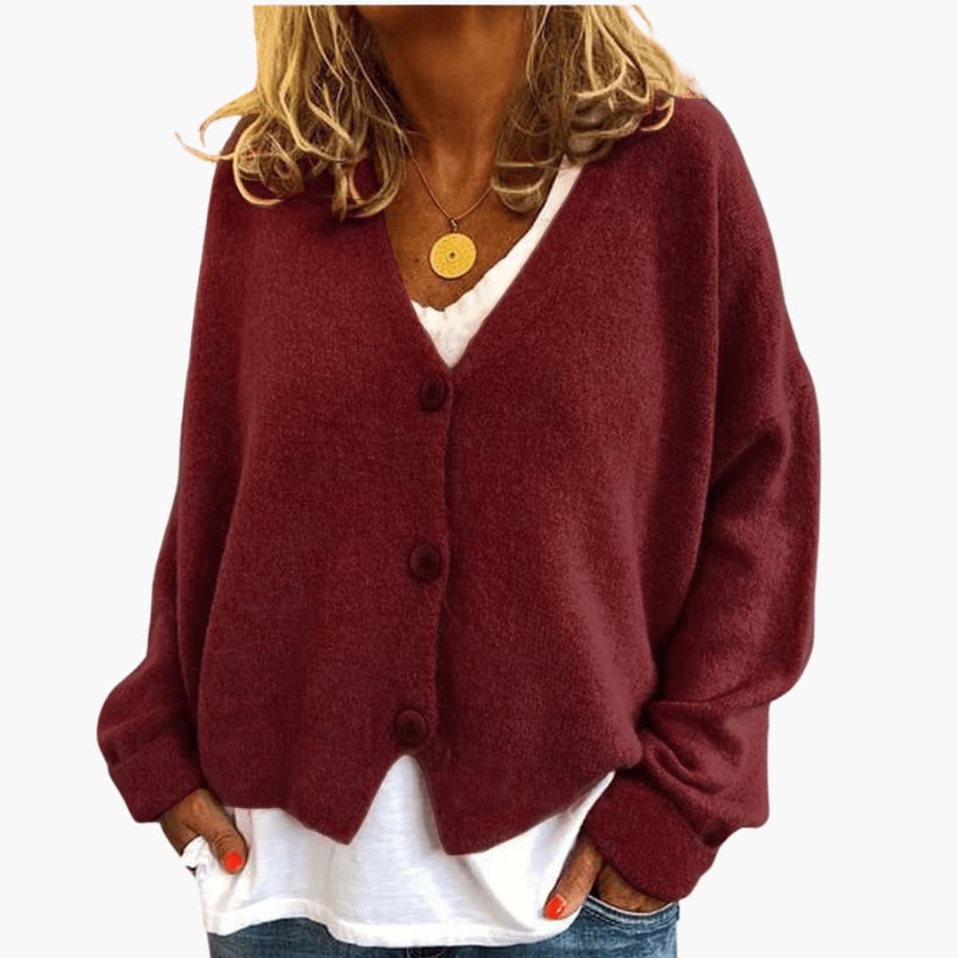 Ines Paris | Cardigan femme col V en maille douce boutonné