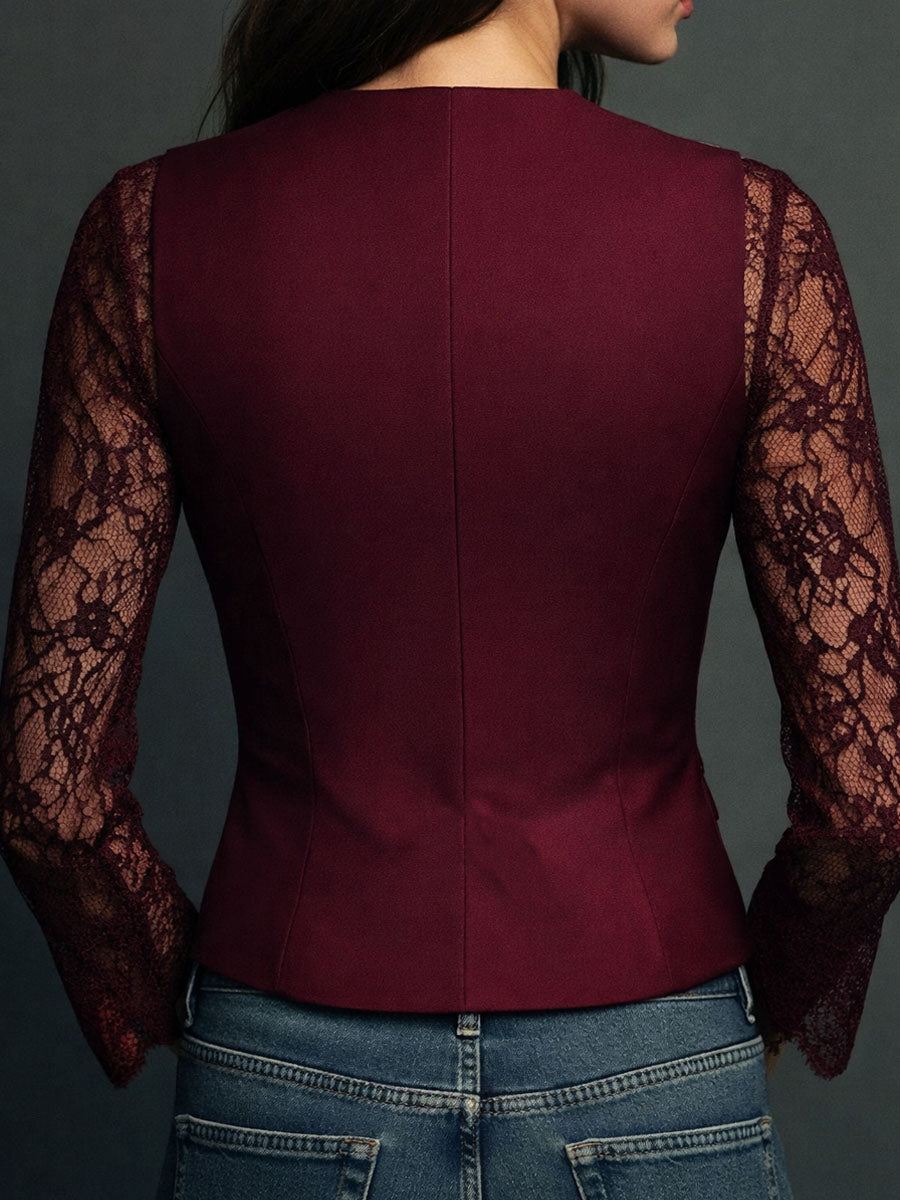 Ines Paris | Haut Style Blazer Femme Manches Semi-Transparentes