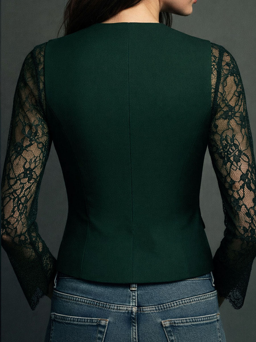 Ines Paris | Haut Style Blazer Femme Manches Semi-Transparentes