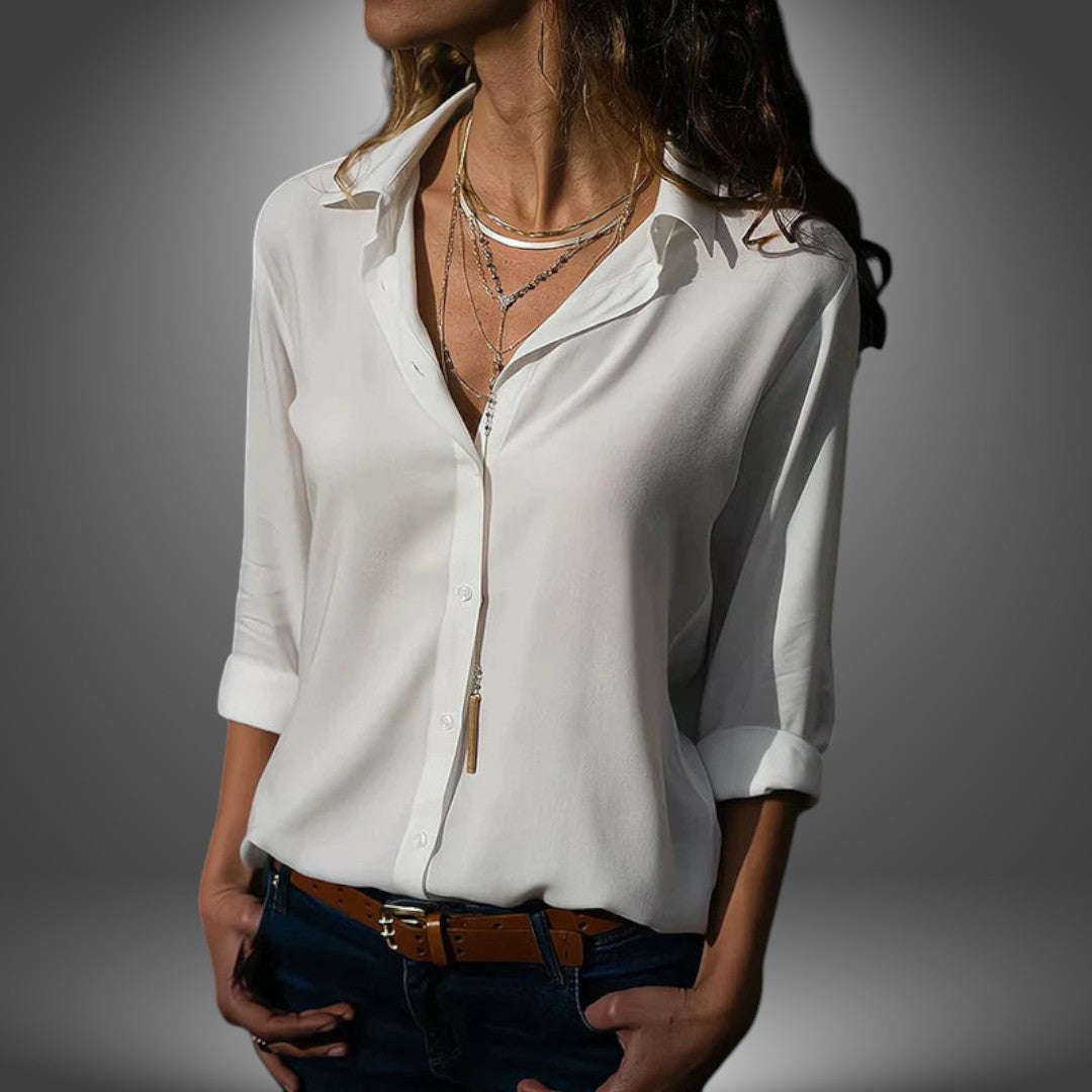 Ines Paris | Blouse femme boutonnée col ouvert, coupe fluide