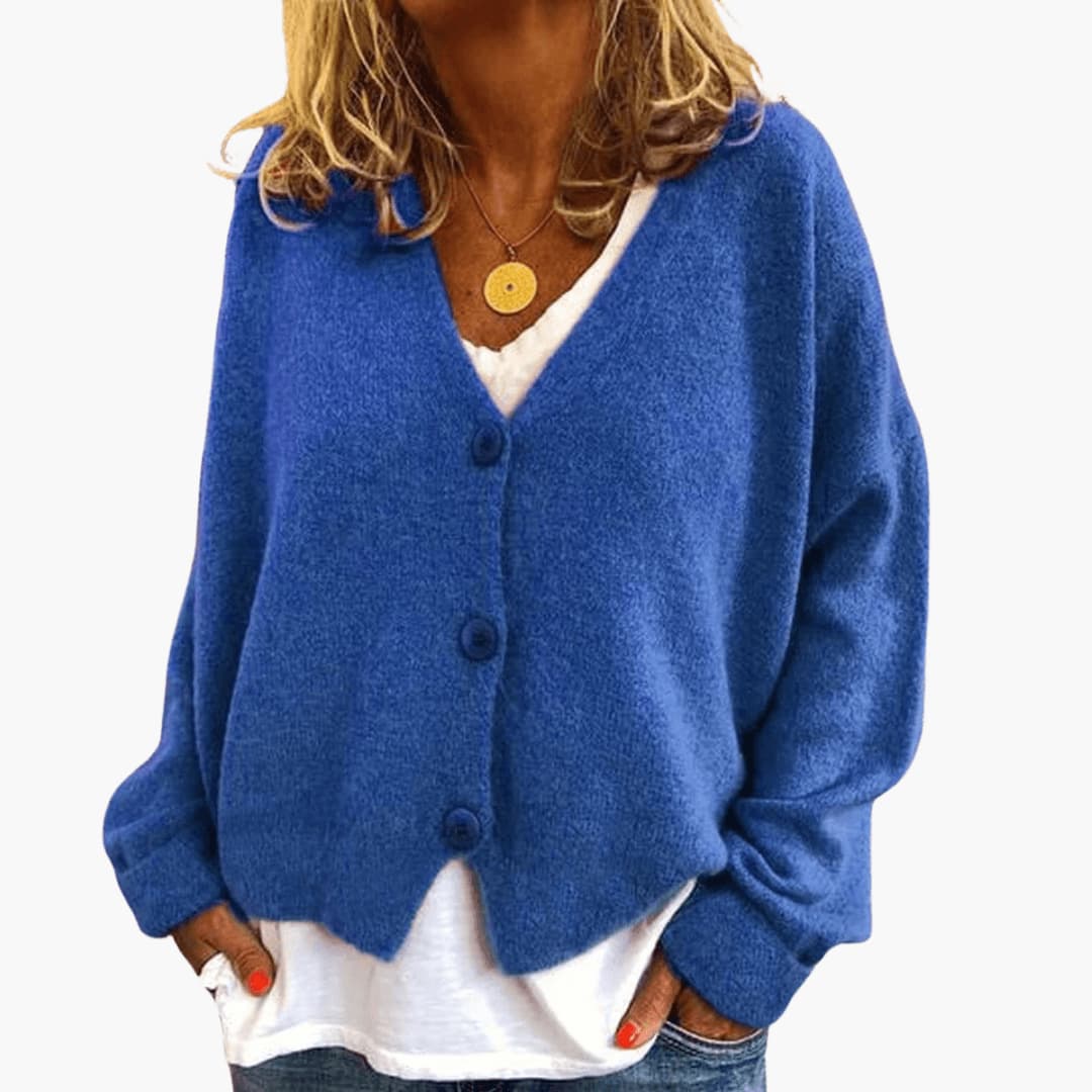Ines Paris | Cardigan femme col V en maille douce boutonné