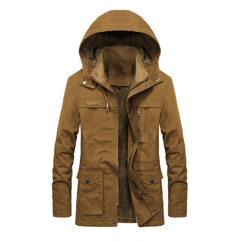 Veste à capuche homme, zip et boutons, poches multiples