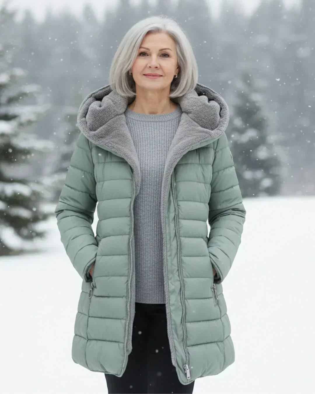 Manteau d'hiver femme doublé polaire capuche amovible