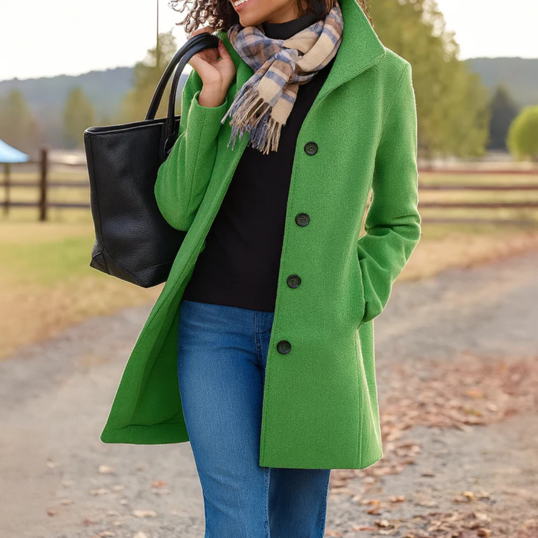 Ines Paris | Manteau classique femme effet drap de laine – Écharpe assortie