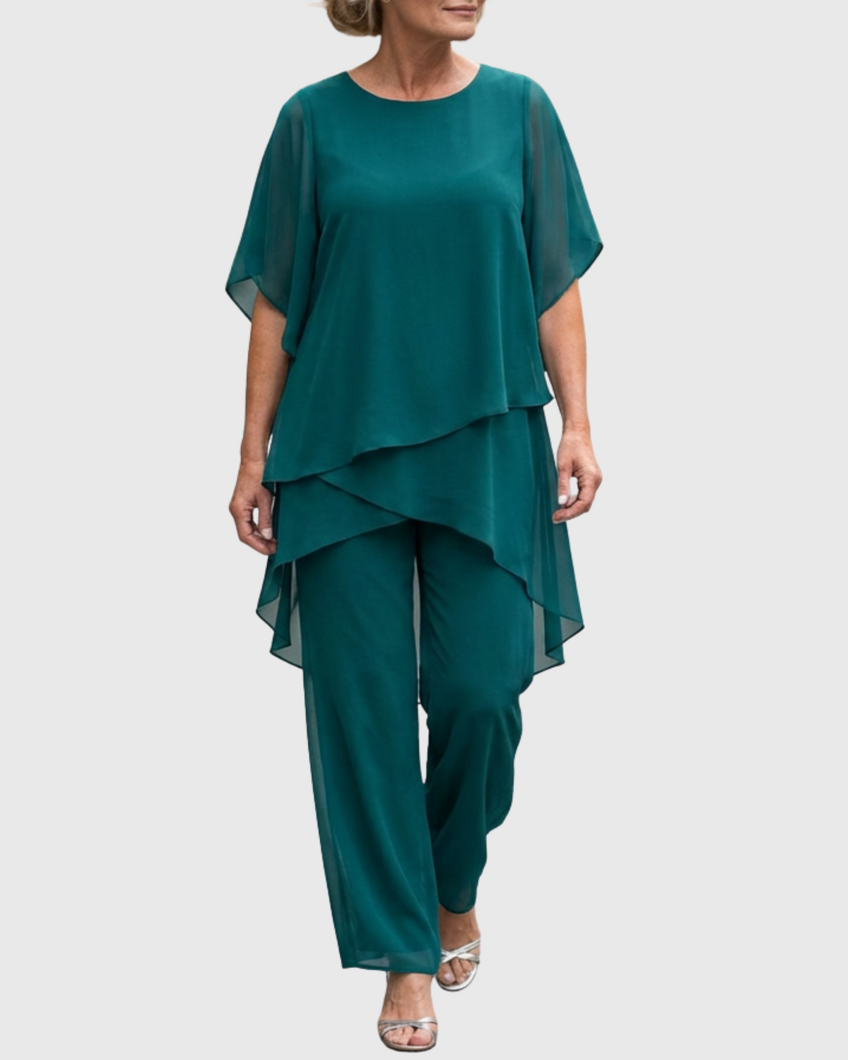 Ensemble femme blouse mousseline et pantalon large