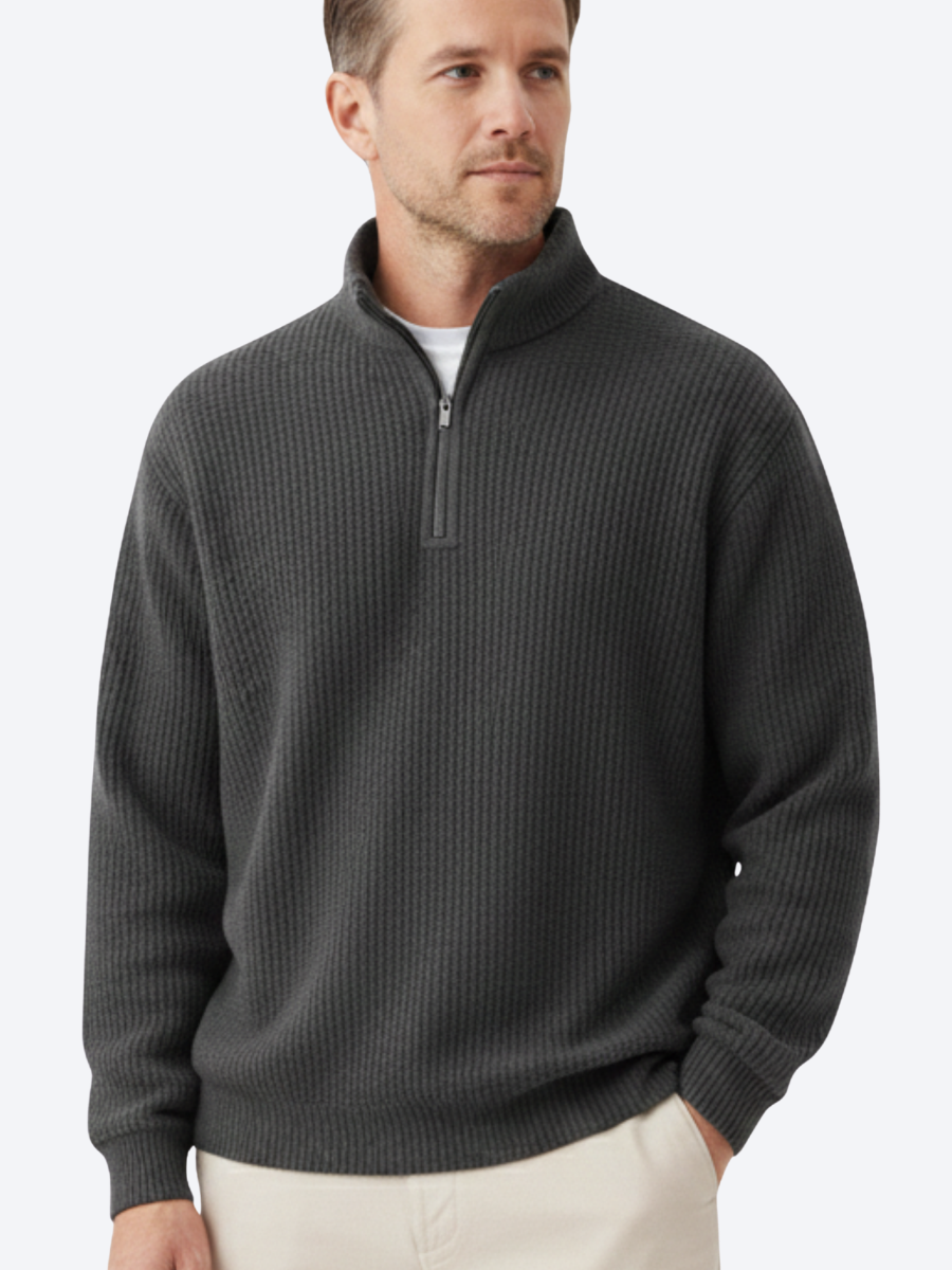 Pull col camionneur homme zippé, coupe décontractée