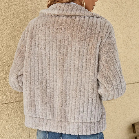 Ines Paris | Veste en peluche femme zippée, col chemise