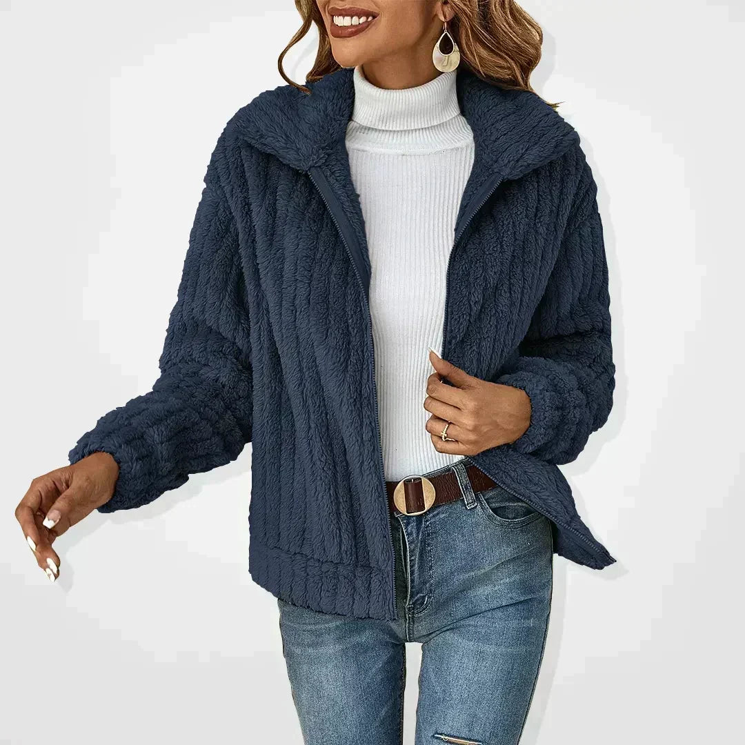 Ines Paris | Veste en peluche femme zippée, col chemise