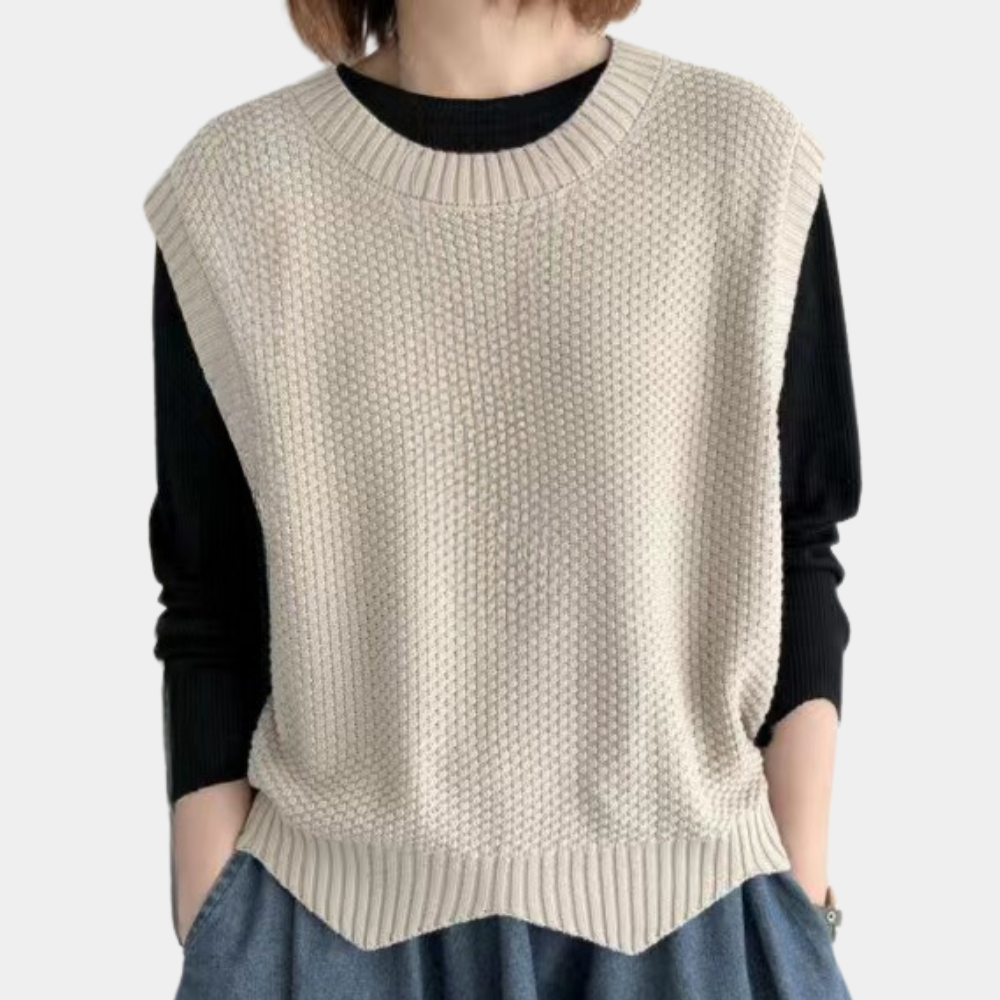Ines Paris | Pull sans manches femme oversize à ourlet asymétrique