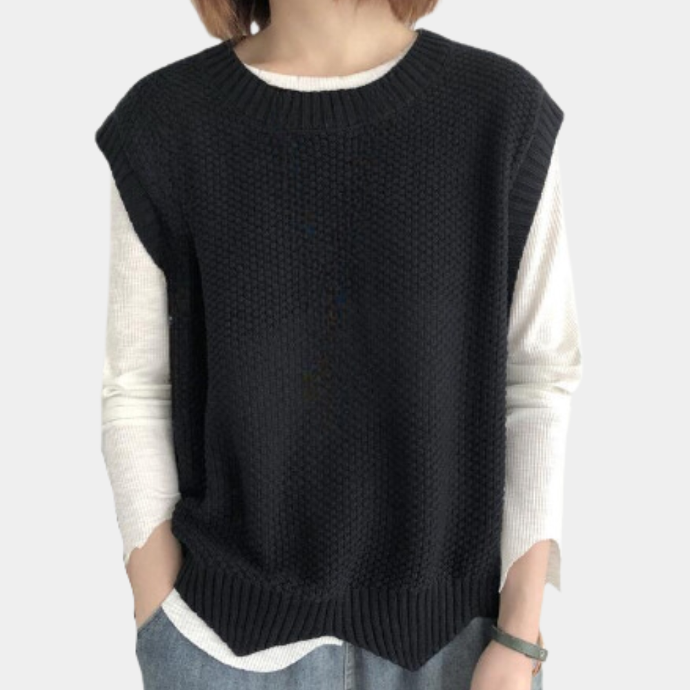 Ines Paris | Pull sans manches femme oversize à ourlet asymétrique