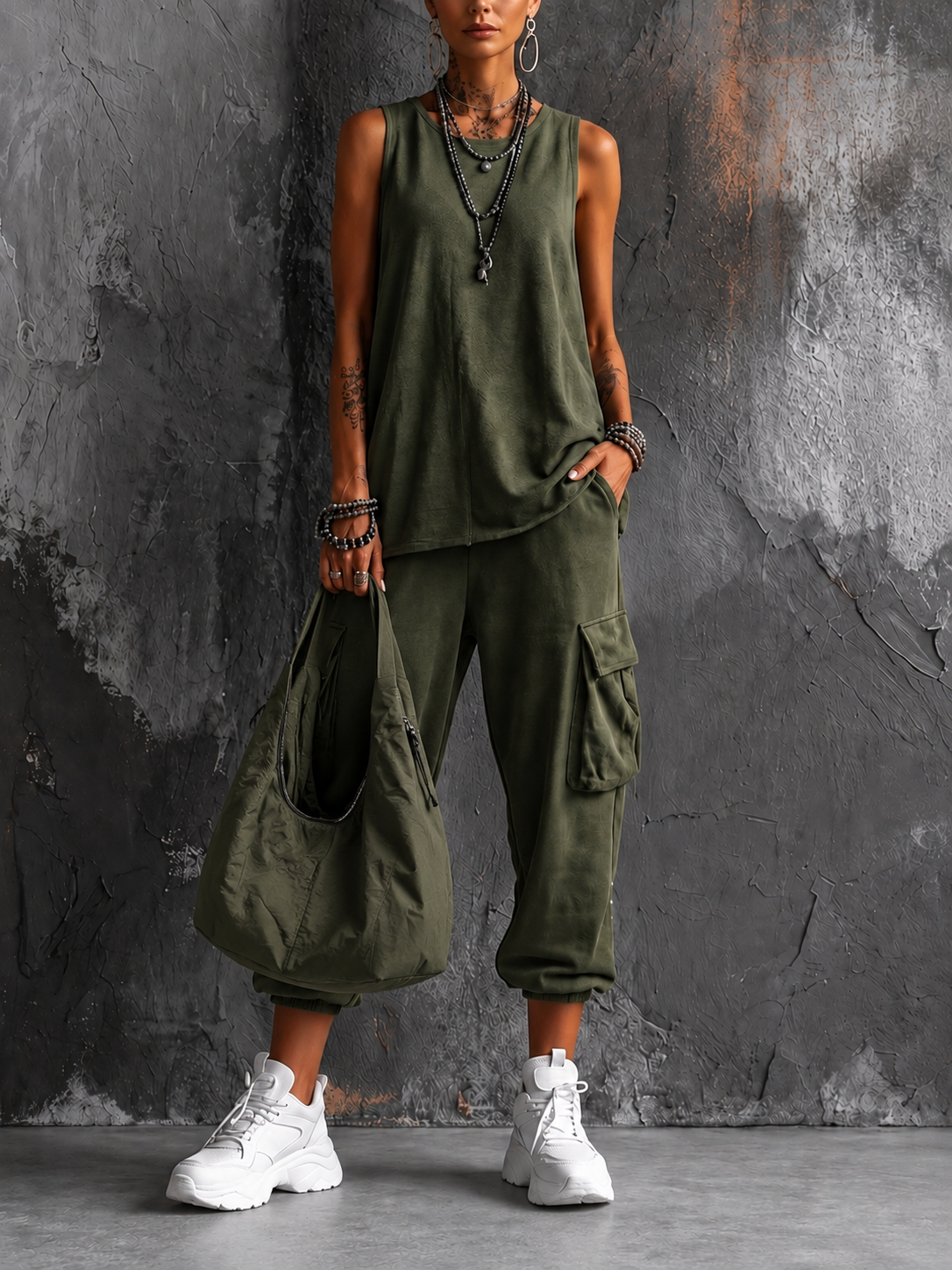 Ines Paris | Ensemble Fluide Femme Haut, Pantalon et Sac Assorti