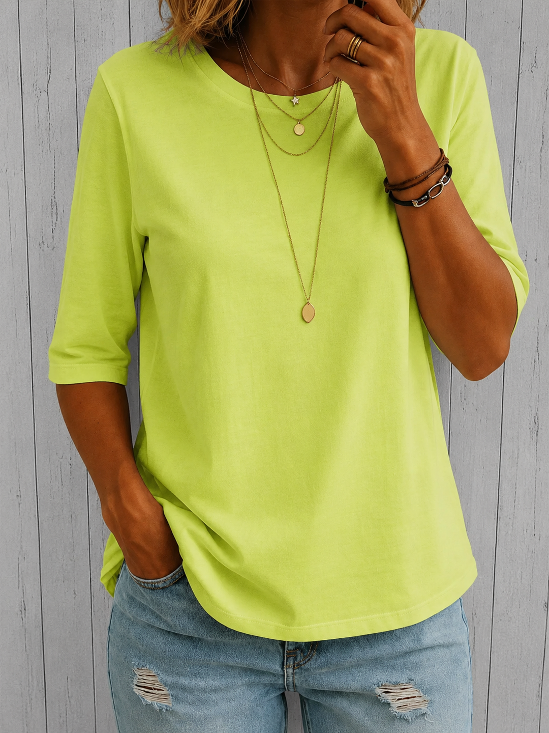 Ines Paris | T-shirt femme col rond manches trois-quarts