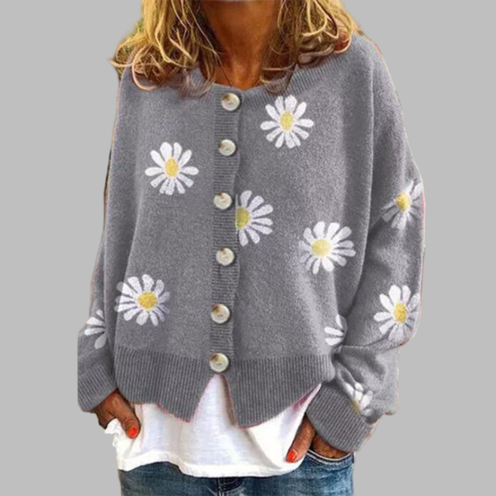 Ines Paris | Gilet boutonné femme en maille fleurie