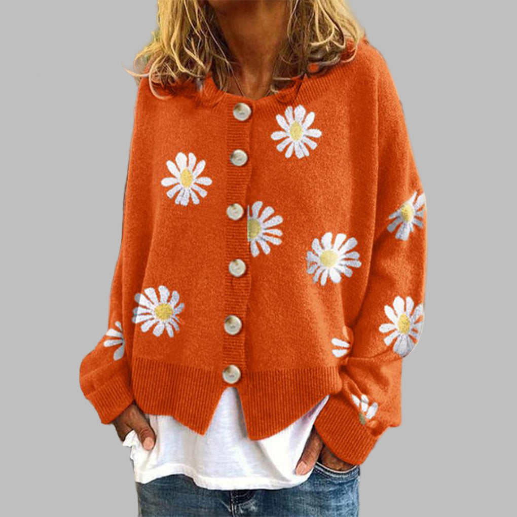Ines Paris | Gilet boutonné femme en maille fleurie