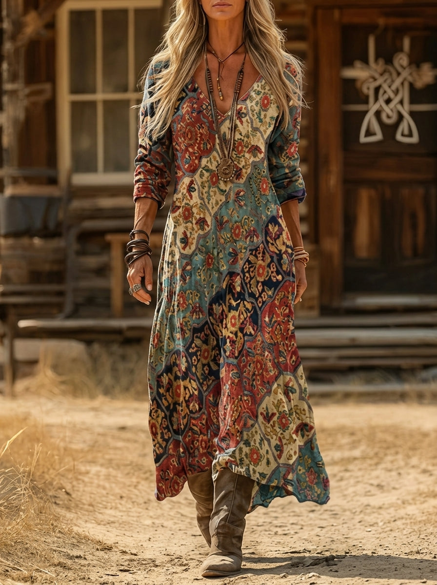 Ines Paris | Robe longue fluide femme imprimé coloré grande taille