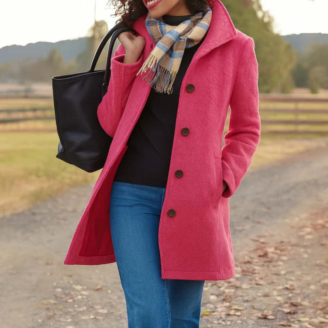 Ines Paris | Manteau classique femme effet drap de laine – Écharpe assortie