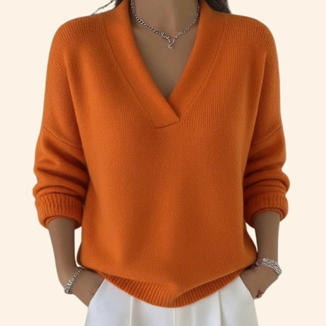 Ines Paris | Pull femme col V doux coupe épurée