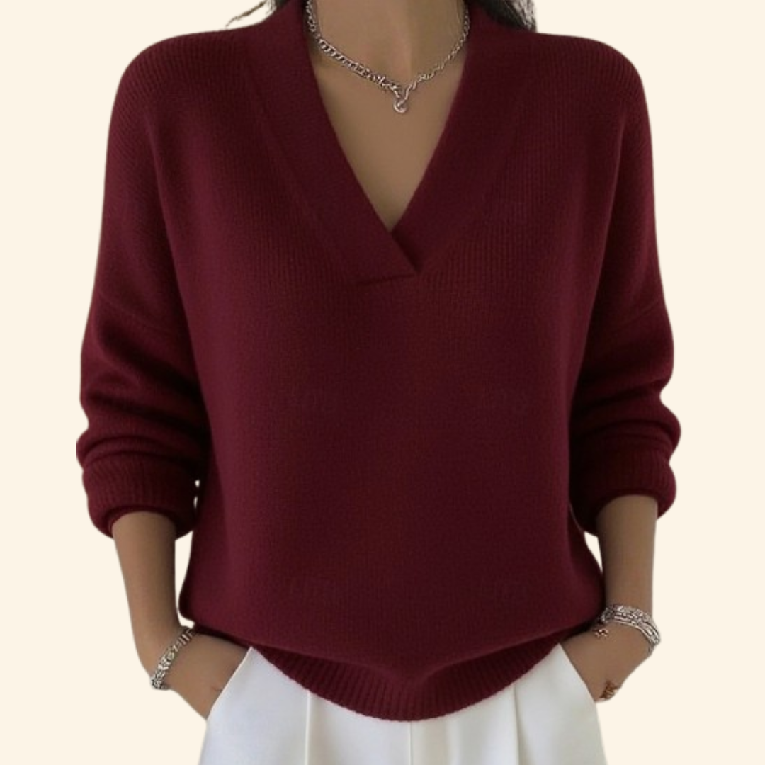 Ines Paris | Pull femme col V doux coupe épurée