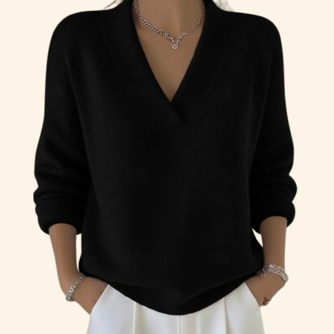 Ines Paris | Pull femme col V doux coupe épurée