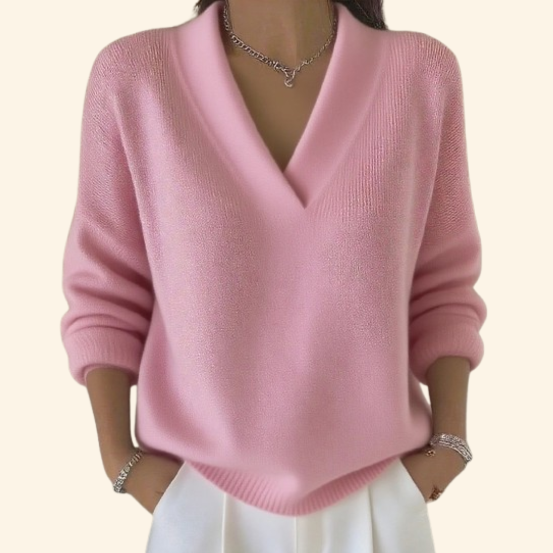 Ines Paris | Pull femme col V doux coupe épurée